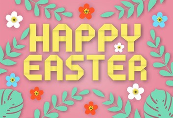 Fototapeta na wymiar 3d abstract paper cut. Happy easter banner template. Greeting Card. Spring holiday flyers, banners, posters and templates design.