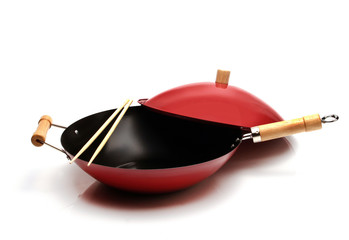 Red bowl on white background