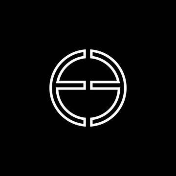 EE monogram logo circle ribbon style outline design template