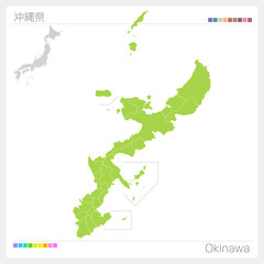 沖縄県の地図・Okinawa（市町村・区分け）