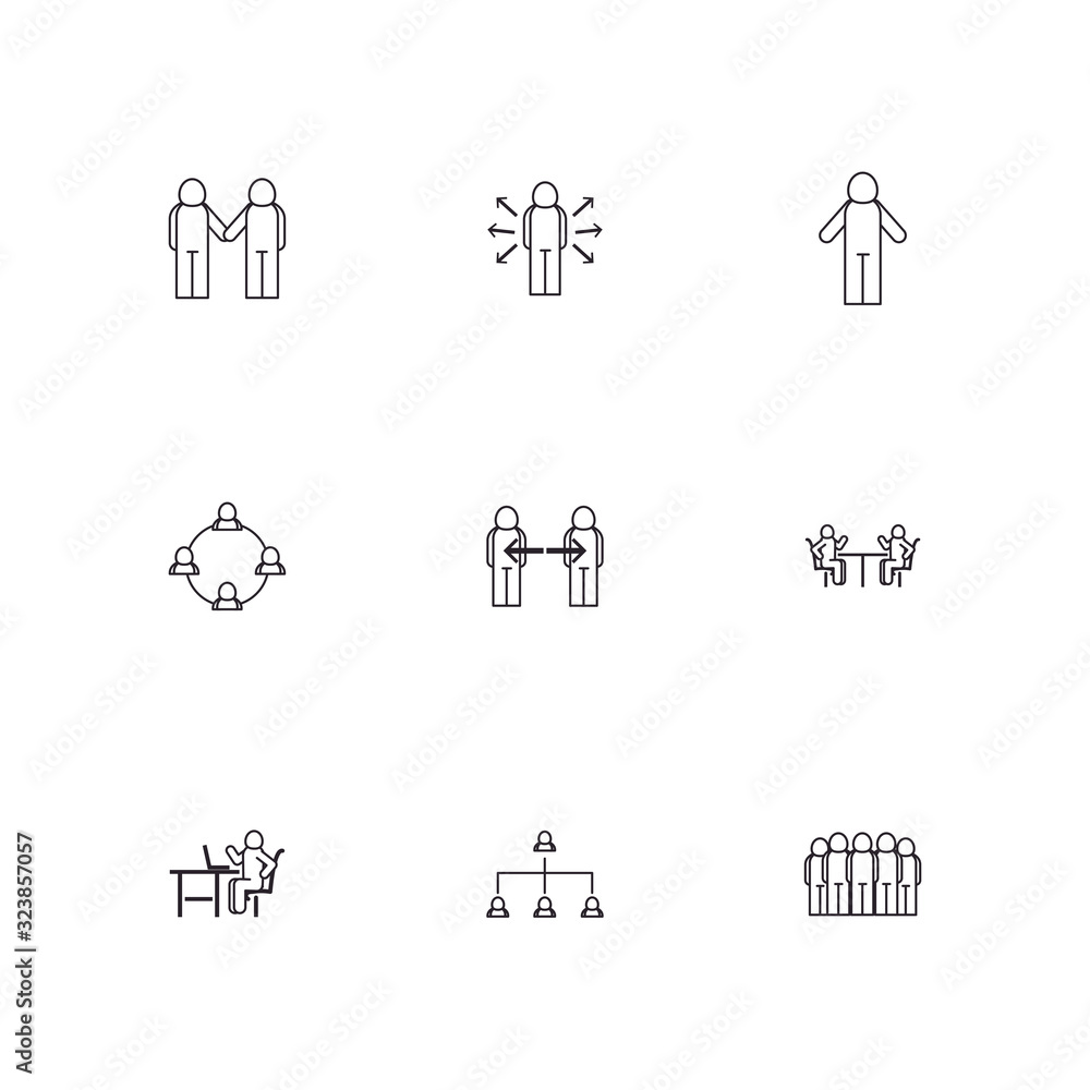 Poster isolated avatars line style icon set vector design