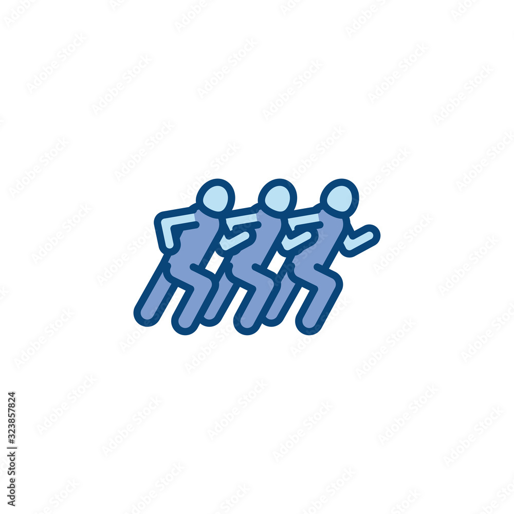 Poster isolated avatars running line and fill style icon vector design
