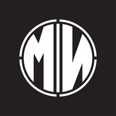 MN Logo initial with circle line cut design template