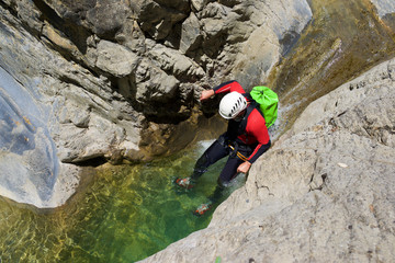 Canyoning in Pyrenees.
