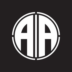AA Logo initial with circle line cut design template