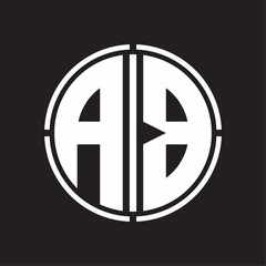 AB Logo initial with circle line cut design template