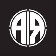 AR Logo initial with circle line cut design template