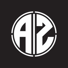 AZ Logo initial with circle line cut design template
