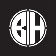 BH Logo initial with circle line cut design template