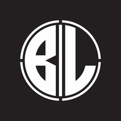 BL Logo initial with circle line cut design template