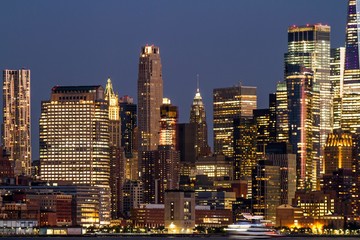 Fototapeta na wymiar Beautiful view of New York city skyline at night, USA