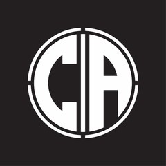 CA Logo initial with circle line cut design template