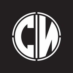 CN Logo initial with circle line cut design template