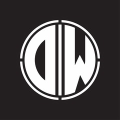 DW Logo initial with circle line cut design template