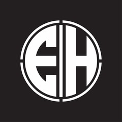 EH Logo initial with circle line cut design template