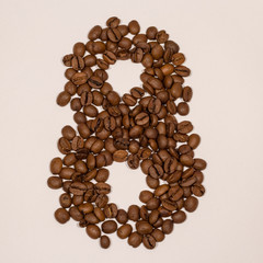 number eight made from coffee beans