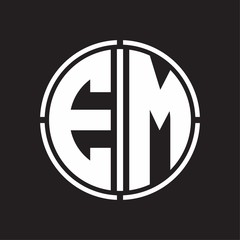 EM Logo initial with circle line cut design template