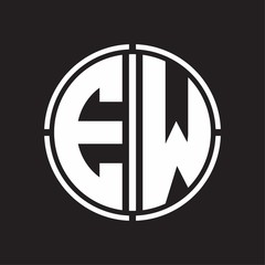 EW Logo initial with circle line cut design template