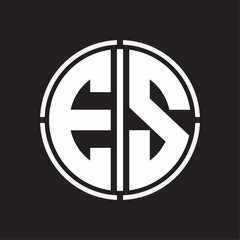 ES Logo initial with circle line cut design template