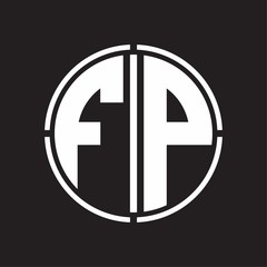 FP Logo initial with circle line cut design template
