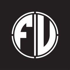FU Logo initial with circle line cut design template
