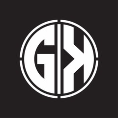 GK Logo initial with circle line cut design template