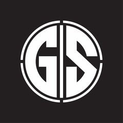 GS Logo initial with circle line cut design template