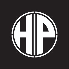 HP Logo initial with circle line cut design template