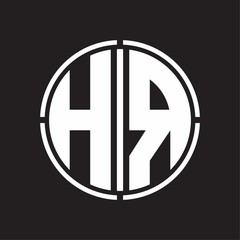 HR Logo initial with circle line cut design template