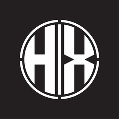 HX Logo initial with circle line cut design template