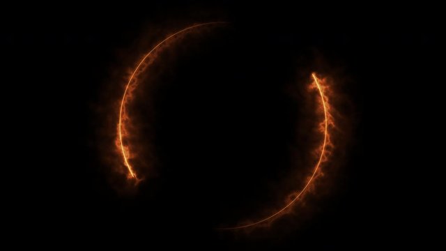 Empty frame motion fire border glowing, burning flame signboard. Blank circle, wheel sign symmetry moving fire with flames around frame lights. The best stock of animation signboard orange fire burn