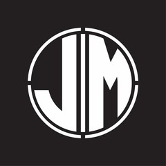 JM Logo initial with circle line cut design template