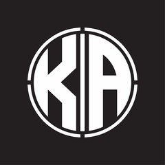 KA Logo initial with circle line cut design template