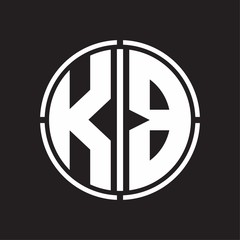 KB Logo initial with circle line cut design template