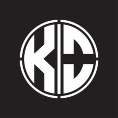 KO Logo initial with circle line cut design template
