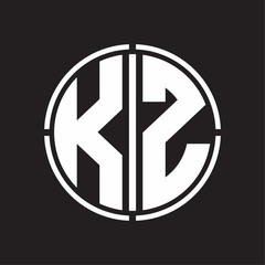 KZ Logo initial with circle line cut design template