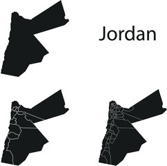 Jordan vector maps with administrative regions, municipalities, departments, borders