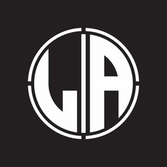 LA Logo initial with circle line cut design template
