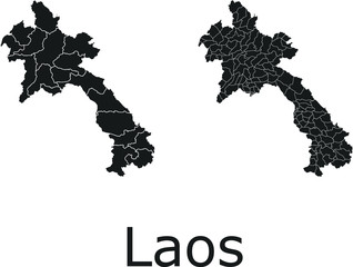 Laos vector maps with administrative regions, municipalities, departments, borders