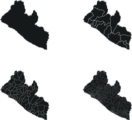 Liberia vector maps with administrative regions, municipalities, departments, borders