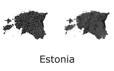 Estonia vector maps with administrative regions, municipalities, departments, borders