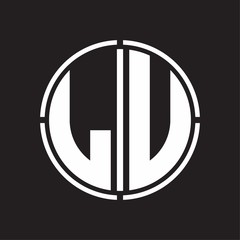 LU Logo initial with circle line cut design template