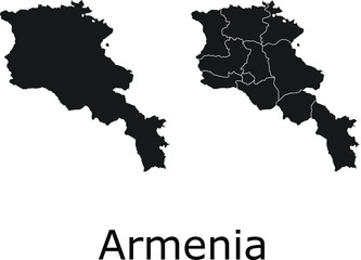 Armenia vector maps with administrative regions, municipalities, departments, borders