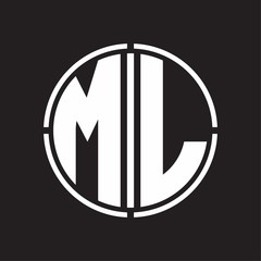 ML Logo initial with circle line cut design template
