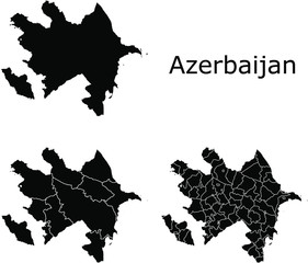 Azerbaijan vector maps with administrative regions, municipalities, departments, borders