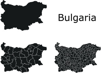 Bulgaria vector maps with administrative regions, municipalities, departments, borders
