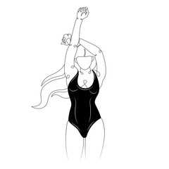 line minimalism doodle lovely girl in a swimsuit