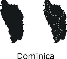 Dominica vector maps with administrative regions, municipalities, departments, borders