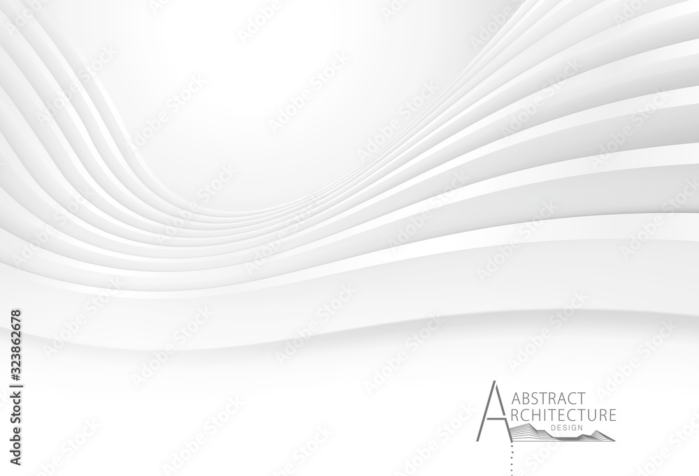 Poster 3d illustration architecture construction perspective design, white modern geometric perspective abs