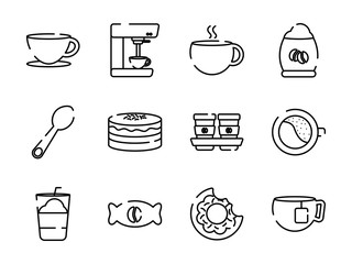 Isolated coffee line style icon set vector design